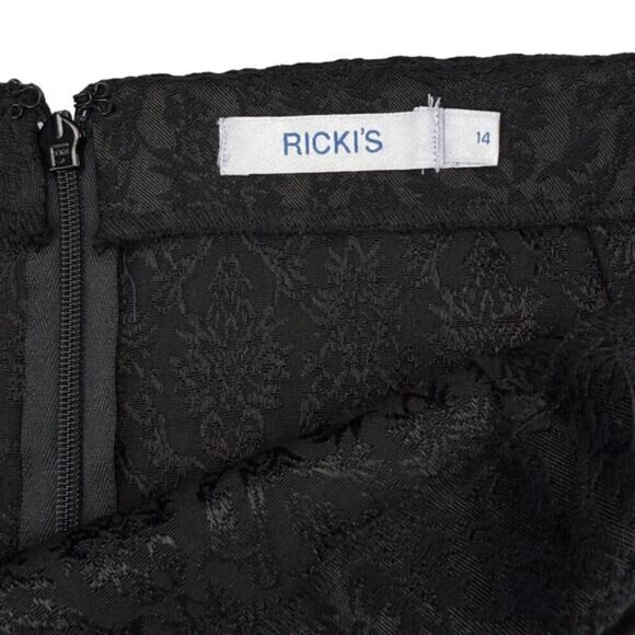 NWT RICKI'S Jacquard Black Pencil Skirt Size 14 - Picture 4 of 8